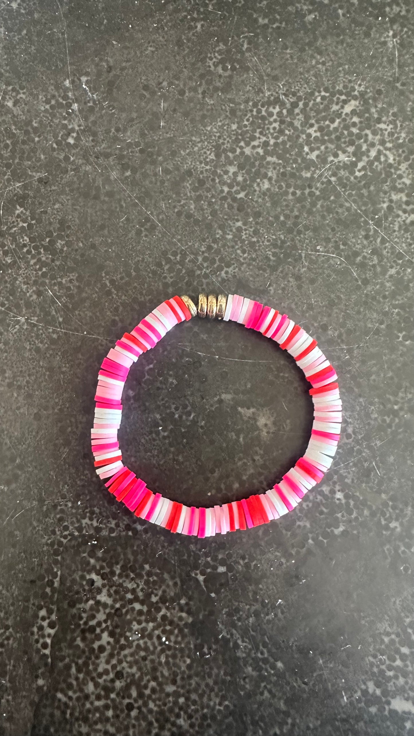 Valentine’s Day Gold Clay Bead Elastic Bracelet