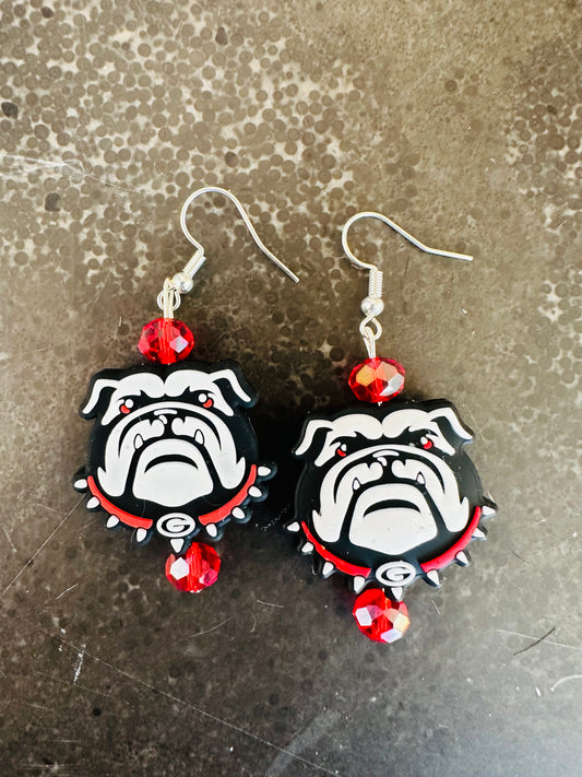 Georgia Bulldogs Bulldog Head Earrings