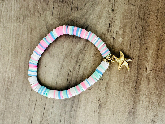 Starfish Clay Bead Elastic Bracelet