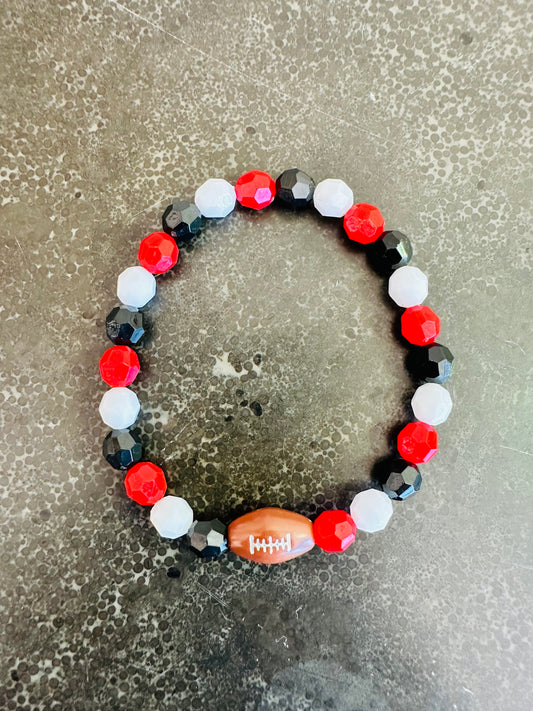 Red, White, and Black Football Elastic Bracelet